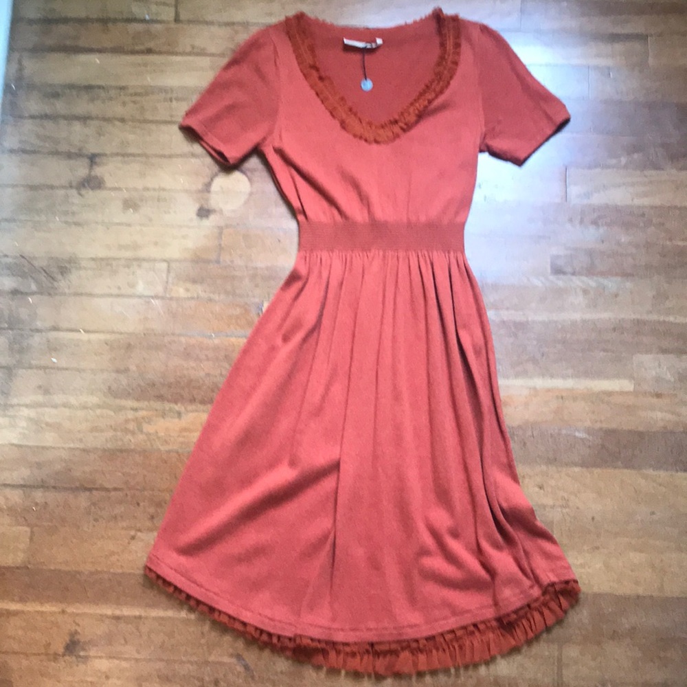 Anthropologie Small Burnt Orange Sweater Dress